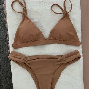 Monday Swimwear Capri top and clovelly bottom in Sand/nude